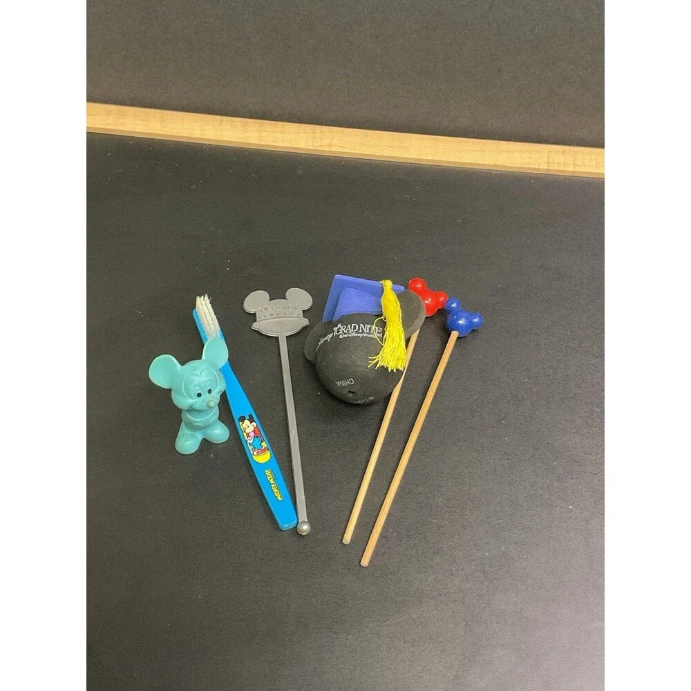 Vintage Disney Mickey Mouse Lot Figure Toothbrush Grad Night